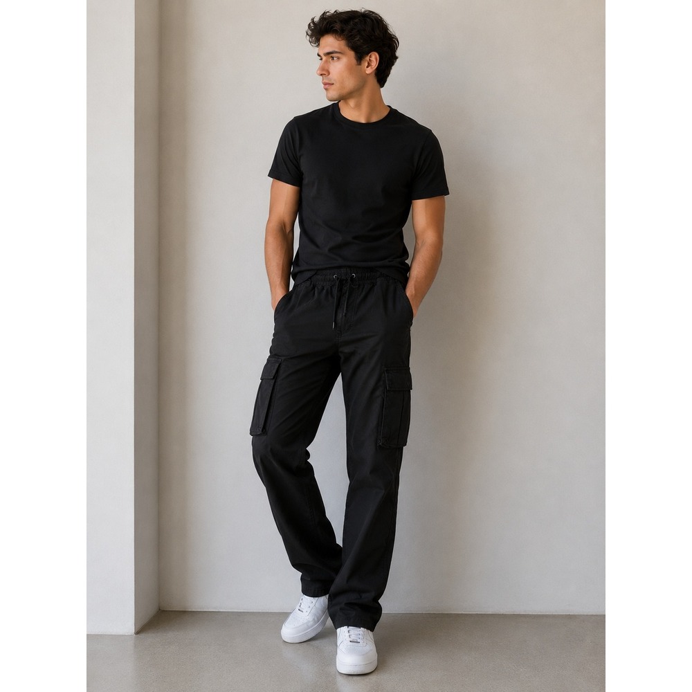 PacSun Mens Cargo Pants Small Black Utility Streetwear Techwear Y2K NWT